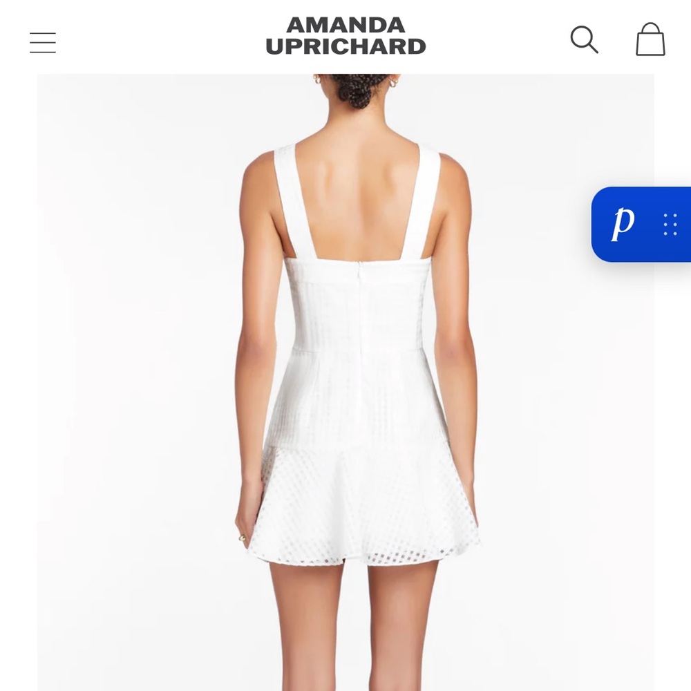 Amanda Uprichard White Mini Gingham Organza Dress - Picture 4 of 8